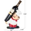 imageDeco 79 Polystone Chef Wine Holder Kitchen Decorative Figurine Single Bottle with Red Accents 8quot x 4quot x 9quot White
