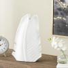 imageDeco 79 Polystone Leaf Decorative Vase Curved Metallic Centerpiece Vase Flower Vase for Home Decoration 9quot x 4quot x 14quot GoldWhite