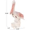 imageDeco 79 Polystone Pelican Decorative Sculpture Textured Home Decor Statue with Red Feathers and Round Blocks Accent Figurine 8quot x 4quot x 13quot RedRed