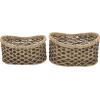 imageDeco 79 Seagrass Handmade Decorative and Functional Storage Basket Two Toned Basket Organizer with Handles Set of 2 Basket for Storage 10quot 9quotH BrownBrown