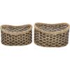 imageDeco 79 Seagrass Handmade Decorative and Functional Storage Basket Two Toned Basket Organizer with Handles Set of 2 Basket for Storage 10quot 9quotH BrownBrown