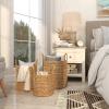 imageDeco 79 Seagrass Handmade Decorative and Functional Storage Basket Woven Basket Organizer with Extended Handles Set of 3 Basket for Storage 20quot 17quot 13quotH Brown