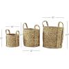 imageDeco 79 Seagrass Handmade Decorative and Functional Storage Basket Woven Basket Organizer with Extended Handles Set of 3 Basket for Storage 20quot 17quot 13quotH Brown