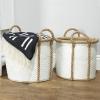 imageDeco 79 Seagrass Round Storage Basket with Handles Set of 3 17quot 15quot 13quotW White