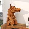 imageDeco 79 Teak Wood Horse Handmade Decorative Sculpture Head Home Decor Statue with Layered Woodchip Pieces Accent Figurine 10quot x 18quot x 24quot Brown