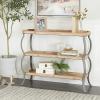 imageDeco 79 Wood 2 Shelves Console Table with Bowed Grey Metal Legs 39quot x 13quot x 33quot Brown