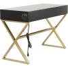 imageDeco 79 Wood 3 Drawer Desk with Outlet 47quot x 20quot x 30quot Black