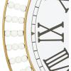imageDeco 79 Wood Decorative Clock  Beaded Wall Clock for Home with Gold Metal Frame and Black Accents 24quot x 2quot x 24quot White