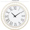 imageDeco 79 Wood Decorative Clock  Beaded Wall Clock for Home with Gold Metal Frame and Black Accents 24quot x 2quot x 24quot White