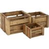 imageDeco 79 Wood Handmade Decorative and Functional Storage Basket Basket Organizer with Handles Set of 3 Basket for Storage 21quot 16quot 13quotW Brown
