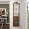 imageDeco 79 Wood Scroll Home Wall Decor Distressed Door Inspired Ornamental Panel Wall Sculpture with Black Metal Wire Details Wall Art 20quot x 3quot x 71quot BrownBrown