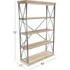 imageDeco 79 Wood Shelving Unit 5 Shelf with Gray Metal XFrame 48quot x 17quot x 72quot Brown
