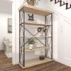 imageDeco 79 Wood Shelving Unit 5 Shelf with Gray Metal XFrame 48quot x 17quot x 72quot Brown