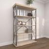 imageDeco 79 Wood Shelving Unit 5 Shelf with Gray Metal XFrame 48quot x 17quot x 72quot Brown