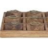 imageDeco 79 Wood Tic Tac Toe Geometric Game Set with Gold Inlay 8quot x 8quot x 1quot Brown