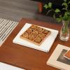 imageDeco 79 Wood Tic Tac Toe Geometric Game Set with Gold Inlay 8quot x 8quot x 1quot Brown