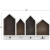 imageDeco 79 Wooden 1 Shelf Wall Shelf with Hooks 33quot x 5quot x 19quot White