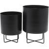 imageThe Novogratz Metal Indoor Outdoor Planter Small Planter Pot Set of 3 Planters 14quot 12quot 10quotH BlackBlack