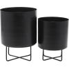 imageThe Novogratz Metal Indoor Outdoor Planter Small Planter Pot Set of 3 Planters 14quot 12quot 10quotH BlackBlack