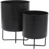 imageThe Novogratz Metal Indoor Outdoor Planter Small Planter Pot Set of 3 Planters 14quot 12quot 10quotH BlackBlack