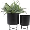 imageThe Novogratz Metal Indoor Outdoor Planter Small Planter Pot Set of 3 Planters 14quot 12quot 10quotH BlackBlack