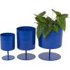 imageThe Novogratz Metal Indoor Outdoor Planter Small Planter Pot Set of 3 Planters 14quot 12quot 10quotH BlackBlue