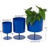 imageThe Novogratz Metal Indoor Outdoor Planter Small Planter Pot Set of 3 Planters 14quot 12quot 10quotH BlackBlue