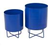 imageThe Novogratz Metal Indoor Outdoor Planter Small Planter Pot Set of 3 Planters 14quot 12quot 10quotH BlackBlue