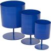 imageThe Novogratz Metal Indoor Outdoor Planter Small Planter Pot Set of 3 Planters 14quot 12quot 10quotH BlackBlue