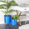 imageThe Novogratz Metal Indoor Outdoor Planter Small Planter Pot Set of 3 Planters 14quot 12quot 10quotH BlackBlue