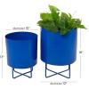 imageThe Novogratz Metal Indoor Outdoor Planter Small Planter Pot Set of 3 Planters 14quot 12quot 10quotH BlackBlue