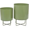 imageThe Novogratz Metal Indoor Outdoor Planter Small Planter Pot Set of 3 Planters 14quot 12quot 10quotH BlackGreen