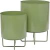 imageThe Novogratz Metal Indoor Outdoor Planter Small Planter Pot Set of 3 Planters 14quot 12quot 10quotH BlackGreen