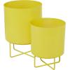 imageThe Novogratz Metal Indoor Outdoor Planter Small Planter Pot Set of 3 Planters 14quot 12quot 10quotH BlackYellow