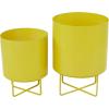 imageThe Novogratz Metal Indoor Outdoor Planter Small Planter Pot Set of 3 Planters 14quot 12quot 10quotH BlackYellow