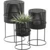 imageCosmoLiving by Cosmopolitan Metal Indoor Outdoor Planter Geometric Cutout Large Planter Pot with Circular Removeable Stands Set of 3 Planters 23quot 19quot 15quotH BlackBlack