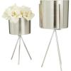 imageCosmoLiving by Cosmopolitan Metal Indoor Outdoor Planter Small Small Planter Pot with Removable Stand Set of 2 Planters 5quot 4quotW SilverSilver