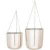 imageCosmoLiving by Cosmopolitan Metal Indoor Outdoor Wall Planter Indoor Outdoor Hanging Dome Hanging Planter with Chain Set of 2 Plant Hanger 9quot 11quotH GoldSilver