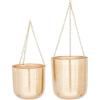 imageCosmoLiving by Cosmopolitan Metal Indoor Outdoor Wall Planter Indoor Outdoor Hanging Dome Hanging Planter with Chain Set of 2 Plant Hanger 9quot 11quotH GoldGold