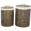 imageCosmoLiving by Cosmopolitan Seagrass Handmade Decorative and Functional Storage Basket Basket Organizer with Liner and Matching Tops Set of 2 Basket for Storage 24quot 25quotH Dark BrownDark Brown