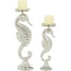 imageDeco 79 Coastal Aluminum Solid Candle Holder Set of 2 18quot 14quotH GoldSilver