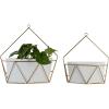 imageDeco 79 Metal Geometric Indoor Outdoor Hanging Wall Planter Set of 2 17quot 14quotH White12  15