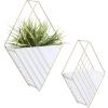imageDeco 79 Metal Geometric Indoor Outdoor Hanging Wall Planter Set of 2 17quot 14quotH White17  14H