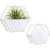 imageDeco 79 Metal Geometric Indoor Outdoor Hanging Wall Planter Set of 2 17quot 14quotH WhiteSet of 2 Plant Hanger 10  9H