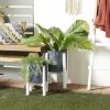 imageDeco 79 Metal Indoor Outdoor Planter Large Planter Pot with Removable Wood Stand Set of 2 Planters 17quot 15quotH WhiteBlack