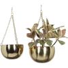 imageDeco 79 Metal Indoor Outdoor Wall Planter Indoor Outdoor Hanging Dome Hanging Planter with Chain Set of 2 Plant Hanger 5quot 7quotH SilverGold