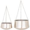 imageDeco 79 Metal Indoor Outdoor Wall Planter Indoor Outdoor Hanging Dome Hanging Planter with Chain Set of 2 Plant Hanger 5quot 7quotH SilverSilver