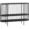 imageDeco 79 Metal Narrow Oval 2 Shelf Console Table with Open Wire Frame 48 x 14 x 34 Black