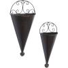 imageDeco 79 Metal Scroll Indoor Outdoor Wall Planter Indoor Outdoor Cone Hanging Planter Set of 2 Plant Hanger 18quot 15quotH Black