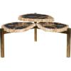 imageDeco 79 Petrified Stone Handmade Petrified Wood Coffee Table with Gold Base 40quot x 40quot x 19quot Brown
